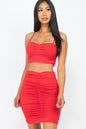 Ruched Crop Top Skirt Set