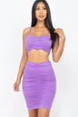 Ruched Crop Top Skirt Set