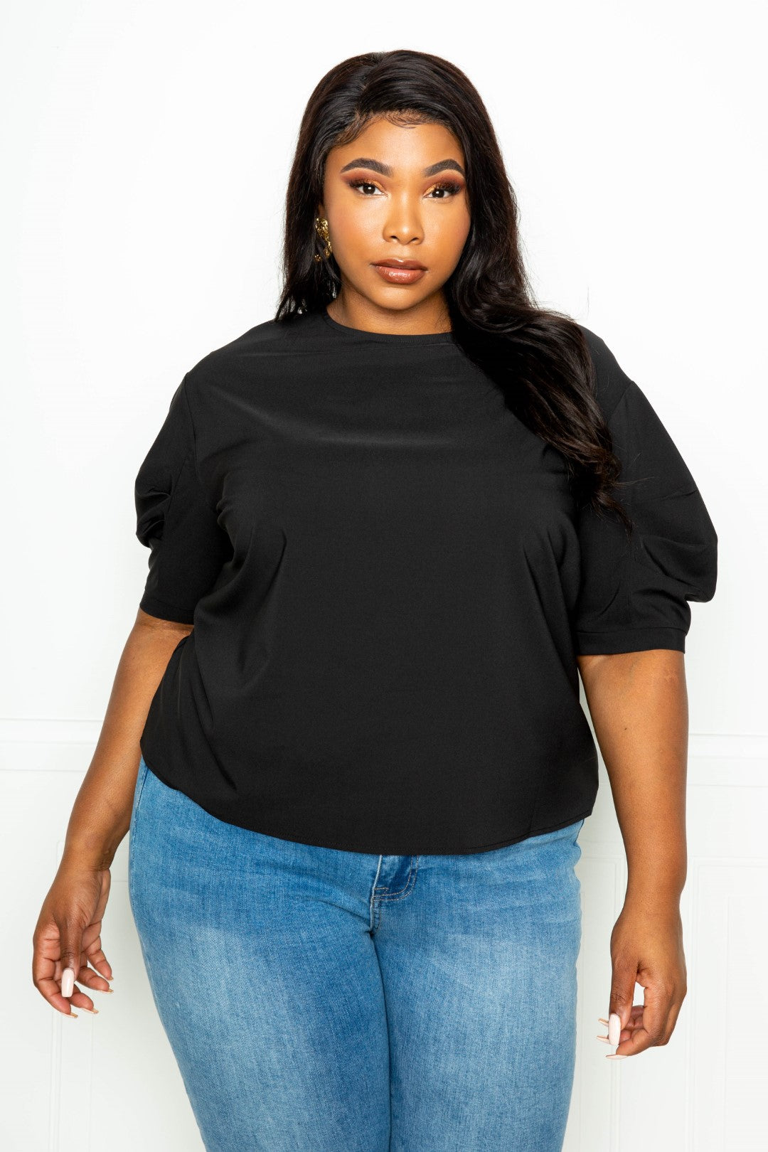 Ruched Puff Sleeve Blouse