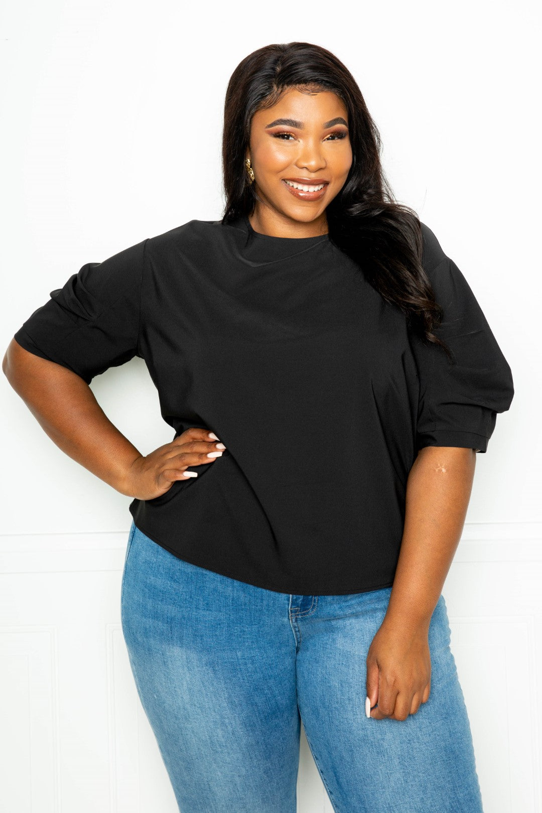 Ruched Puff Sleeve Blouse