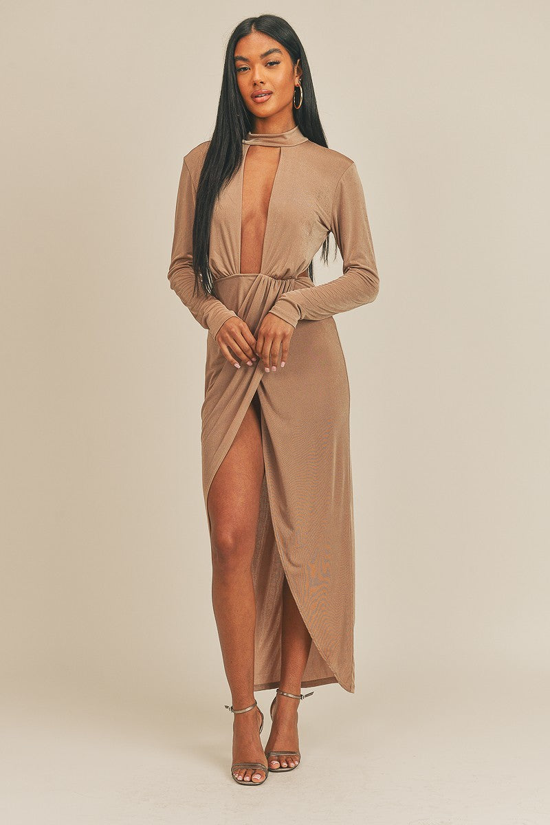 Open Front High Split Dress