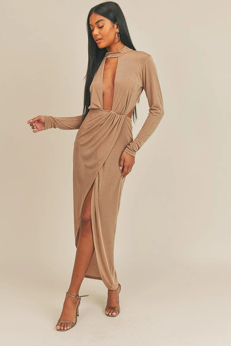 Open Front High Split Dress