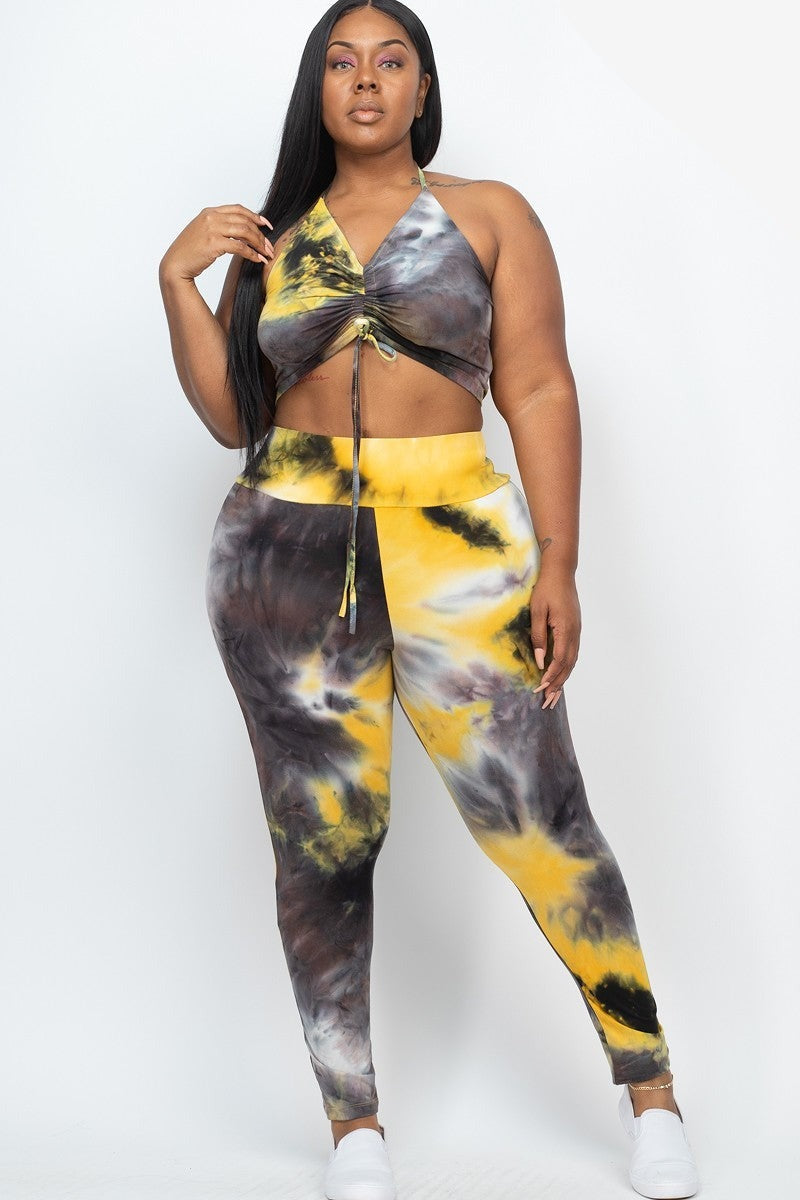 Ruched Crop Top Leggings Set