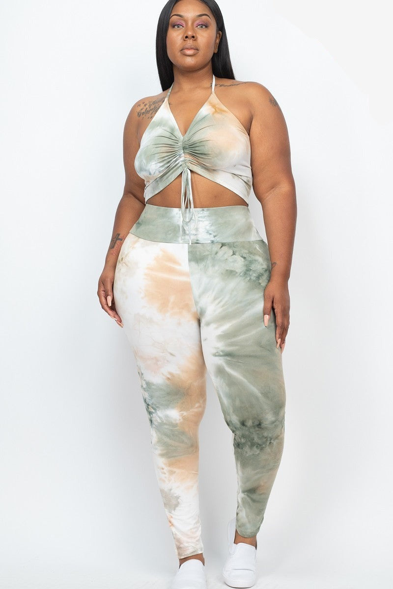 Ruched Crop Top Leggings Set