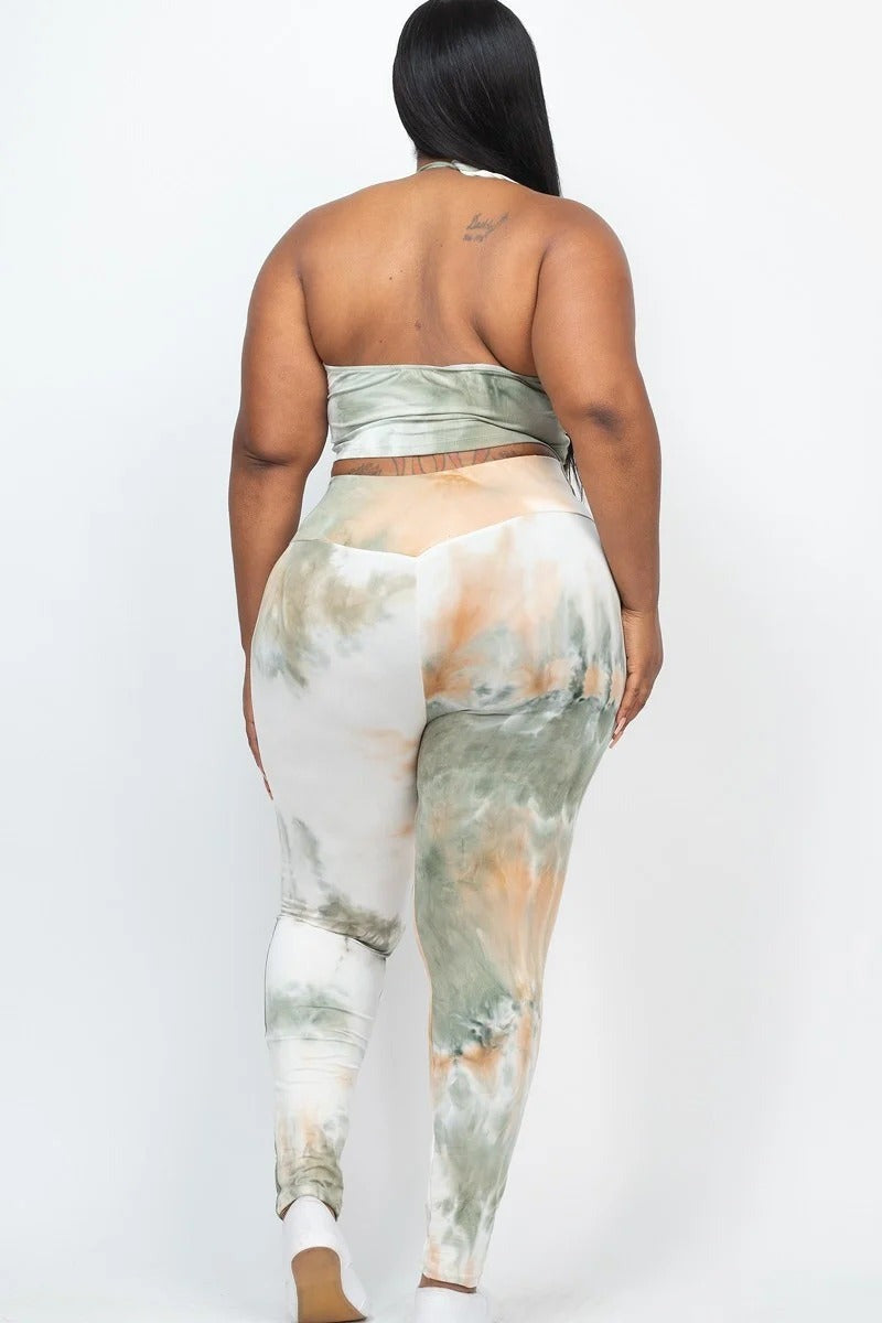 Ruched Crop Top Leggings Set