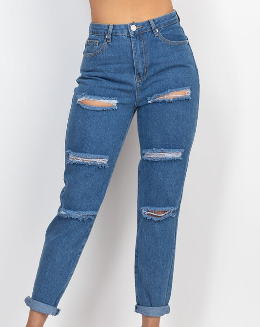 Three Line Ripped Jeans