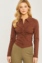 Woven Ruched Front Top