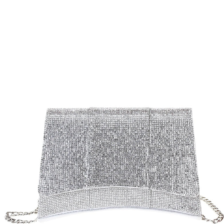 Square Curve Rhinestone Crossbody Bag