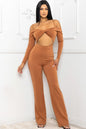 Cold Shoulder Cutout Front Jumpsuit