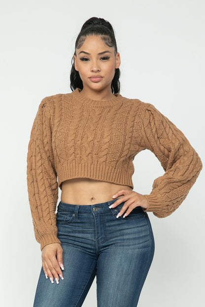 Cropped Cable Sweater