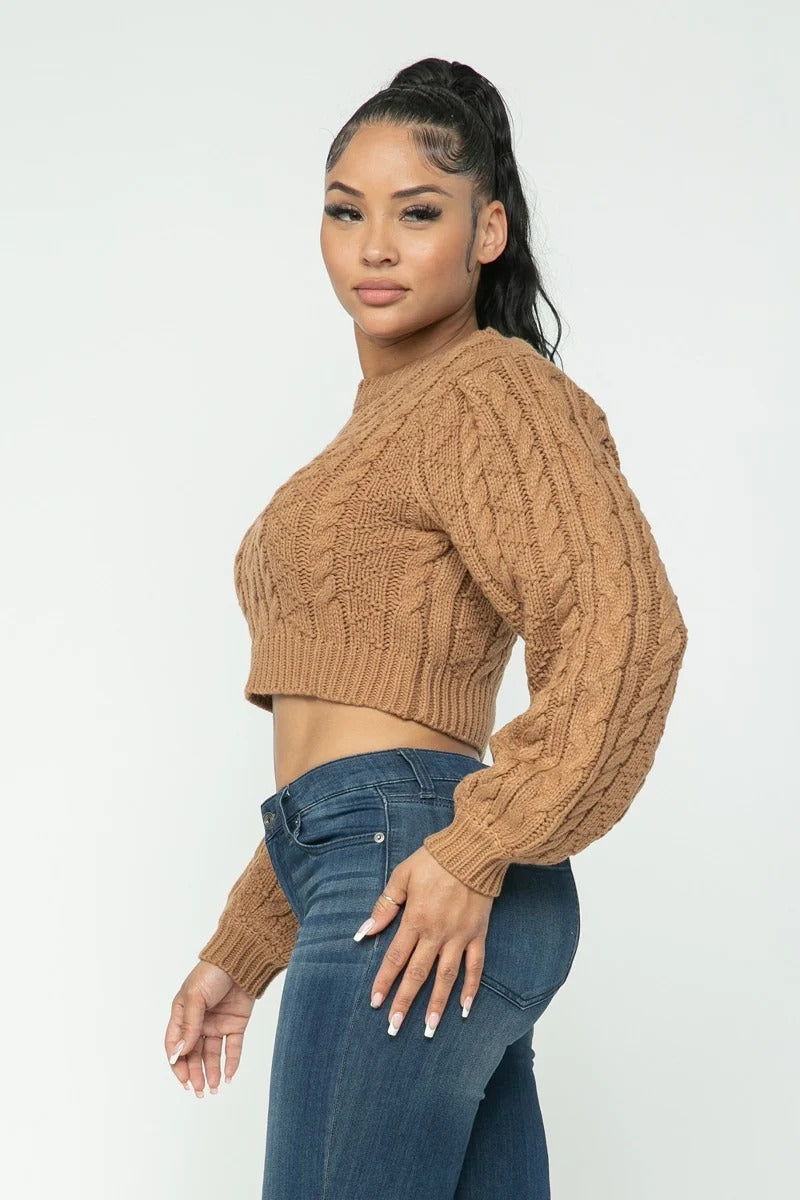 Cropped Cable Sweater