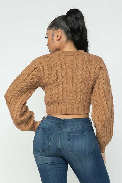 Cropped Cable Sweater