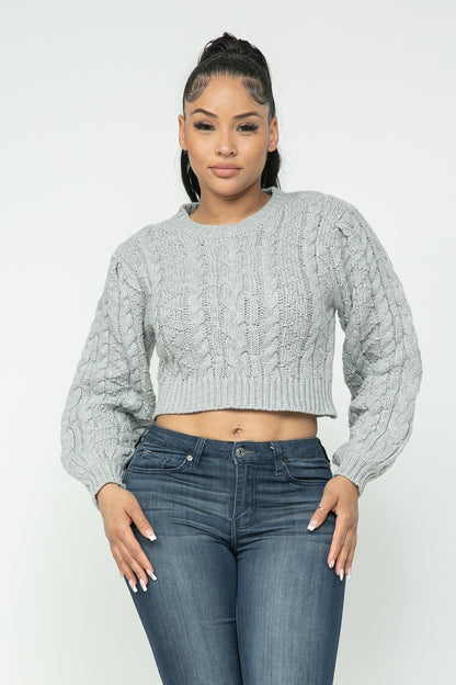 Cropped Cable Sweater