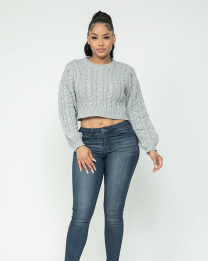 Cropped Cable Sweater