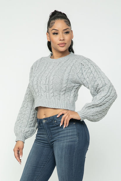 Cropped Cable Sweater