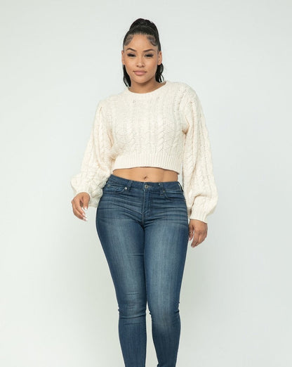 Cropped Cable Sweater