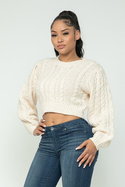 Cropped Cable Sweater