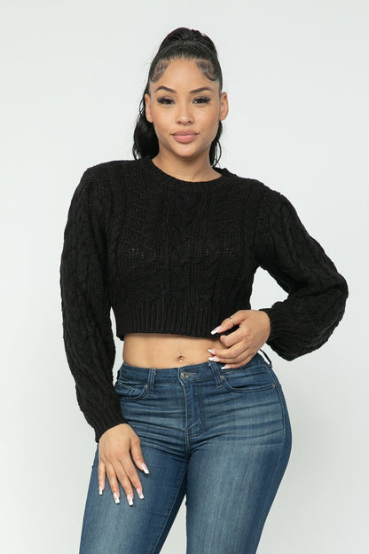 Cropped Cable Sweater