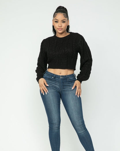 Cropped Cable Sweater