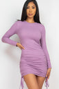 Ribbed Drawstring Bodycon Mini Dress