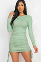 Ribbed Drawstring Bodycon Mini Dress