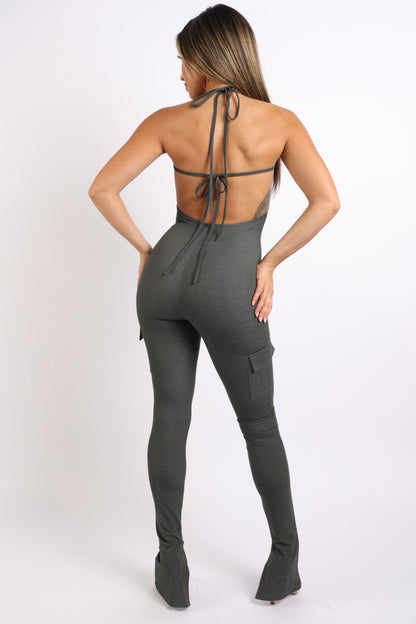 Cargo Halter Jumpsuit