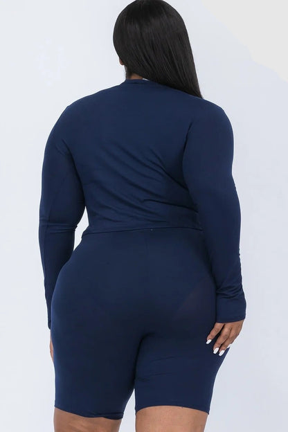 Mock Neck Biker Shorts Set