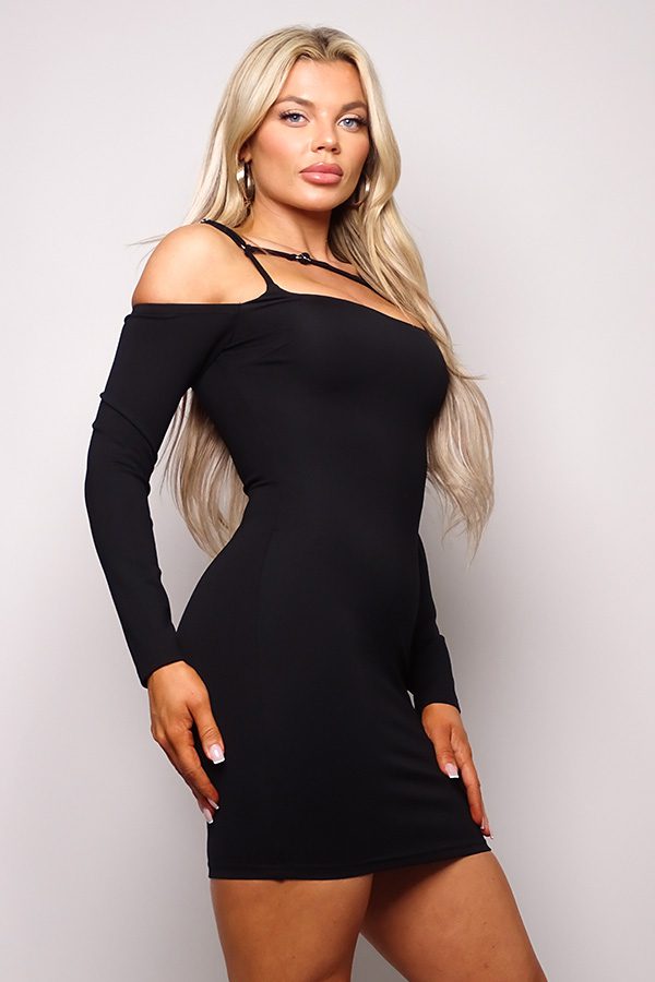 Cuff Front Strap Mini Dress