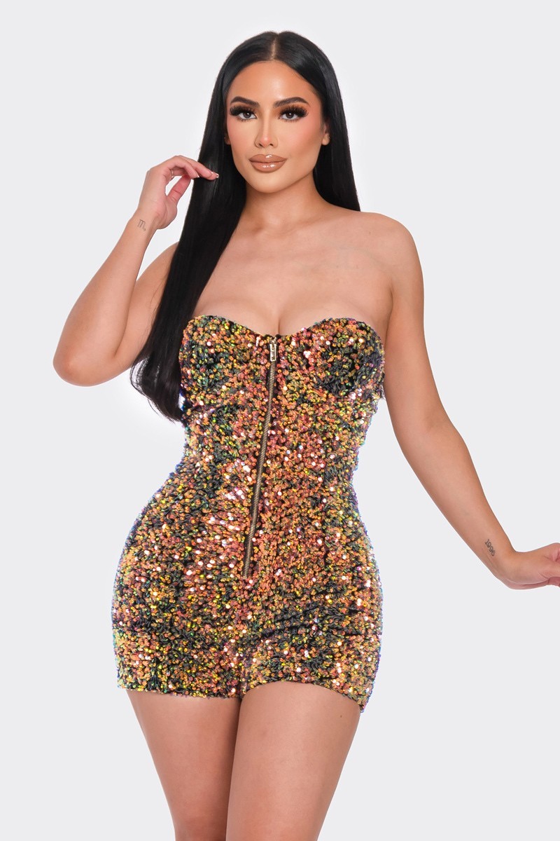 Sleeveless Multi Sequin Romper