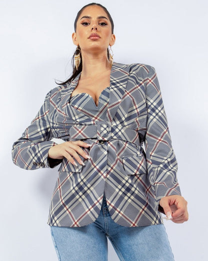 Oversized Bit Belted Blazer