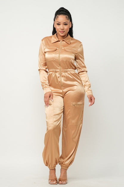 Fran Front Zipper Pockets Jumpsuit