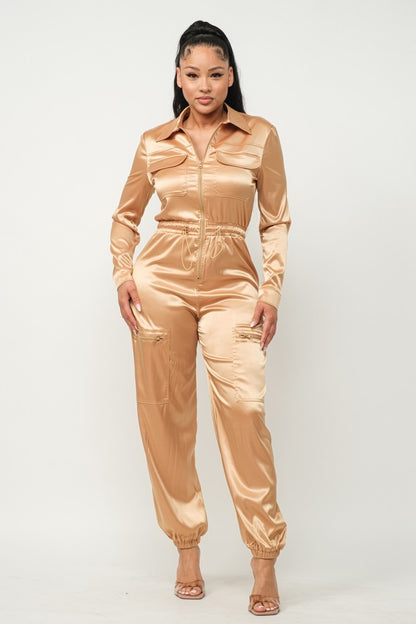 Fran Front Zipper Pockets Jumpsuit