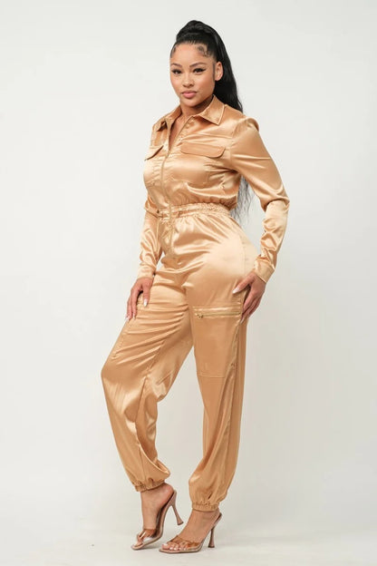 Fran Front Zipper Pockets Jumpsuit