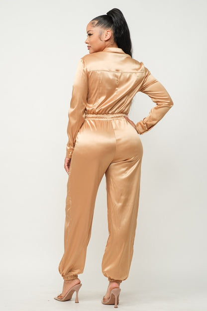 Fran Front Zipper Pockets Jumpsuit