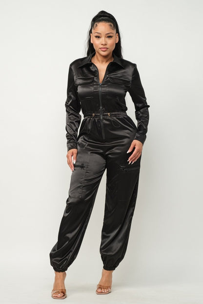 Fran Front Zipper Pockets Jumpsuit