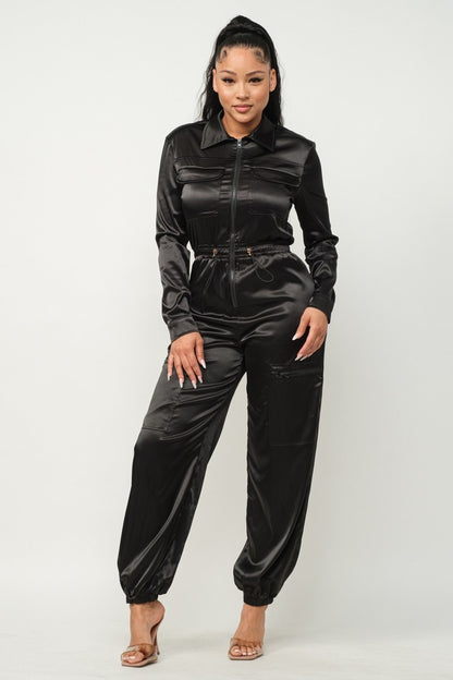 Fran Front Zipper Pockets Jumpsuit