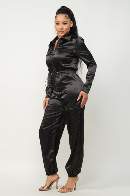 Fran Front Zipper Pockets Jumpsuit