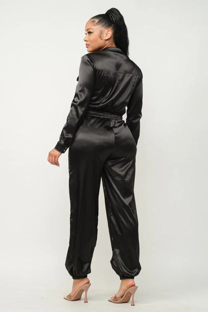 Fran Front Zipper Pockets Jumpsuit