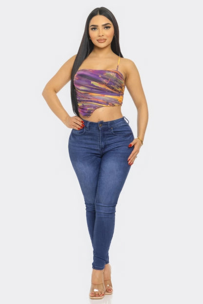 Melody Mesh Print Top