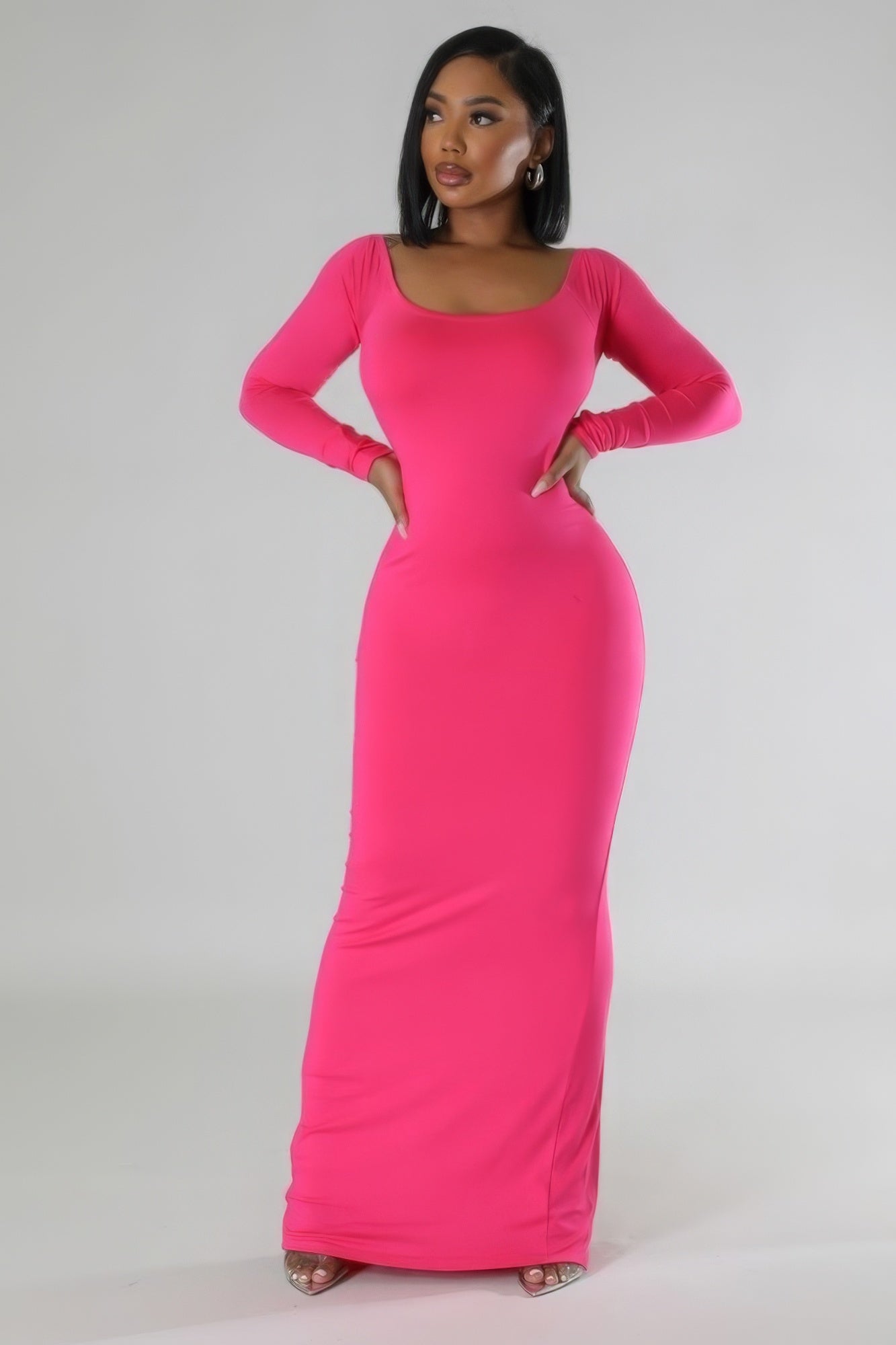 Lola Long Sleeve Low Open Back Stretch Dress