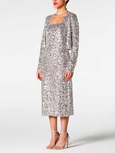 Shelle Sequin Cardigan Dress Set