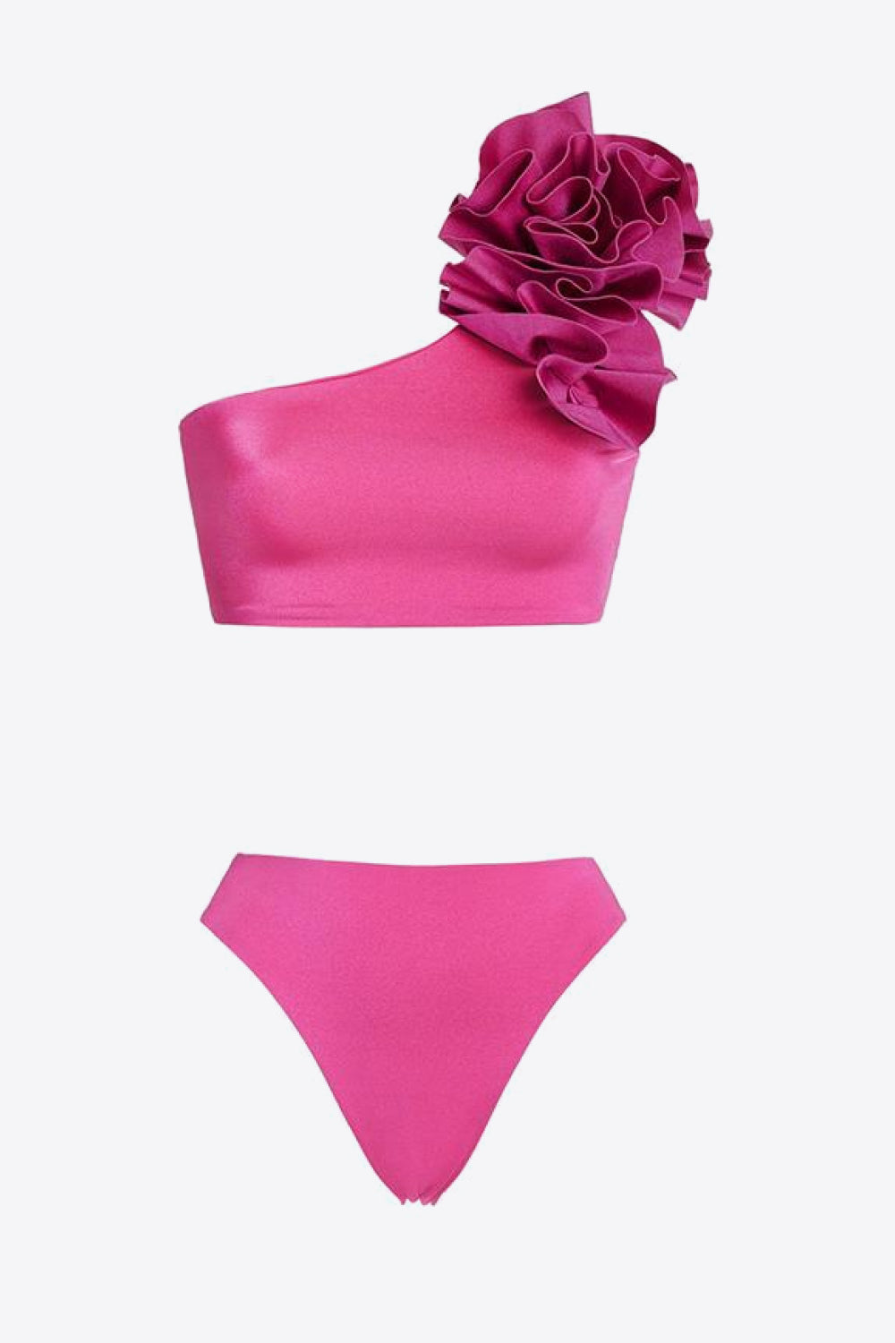 Ruffle One Shoulder Detail Swim Set