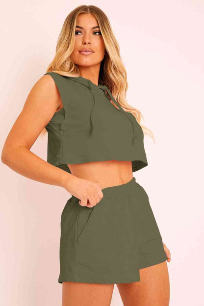 Rosie Hooded Crop Shorts Set