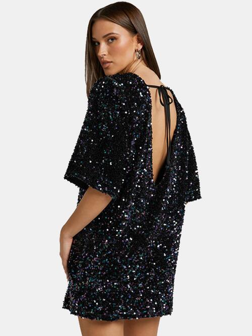 Sallie Sequin Tie Back Mini Dress