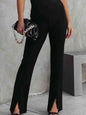 Frenchy Front Slit Flare Leg Pants