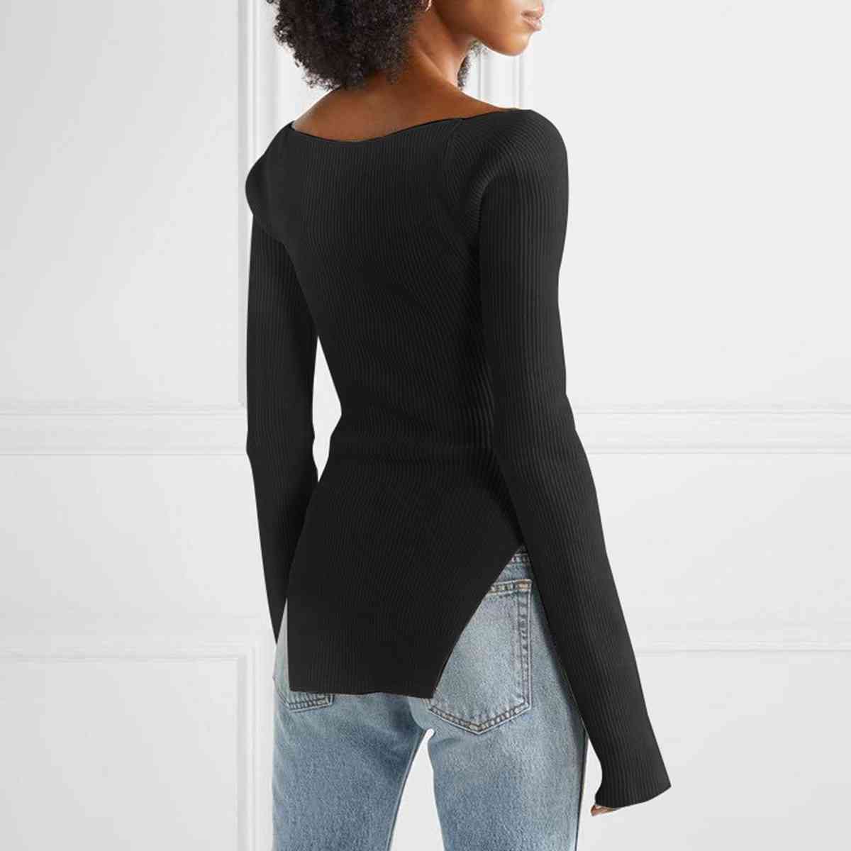 Shilo Sweetheart Long Sleeve Knit Top