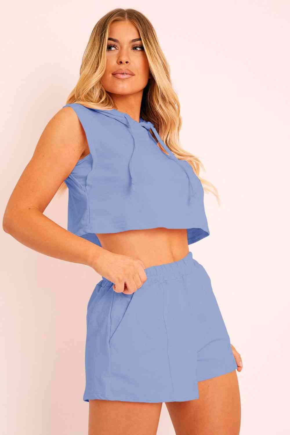 Rosie Hooded Crop Shorts Set