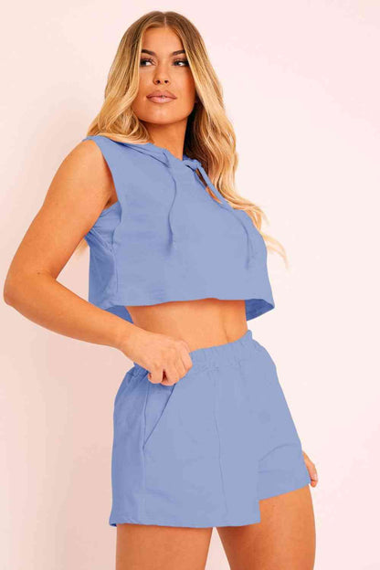 Rosie Hooded Crop Shorts Set