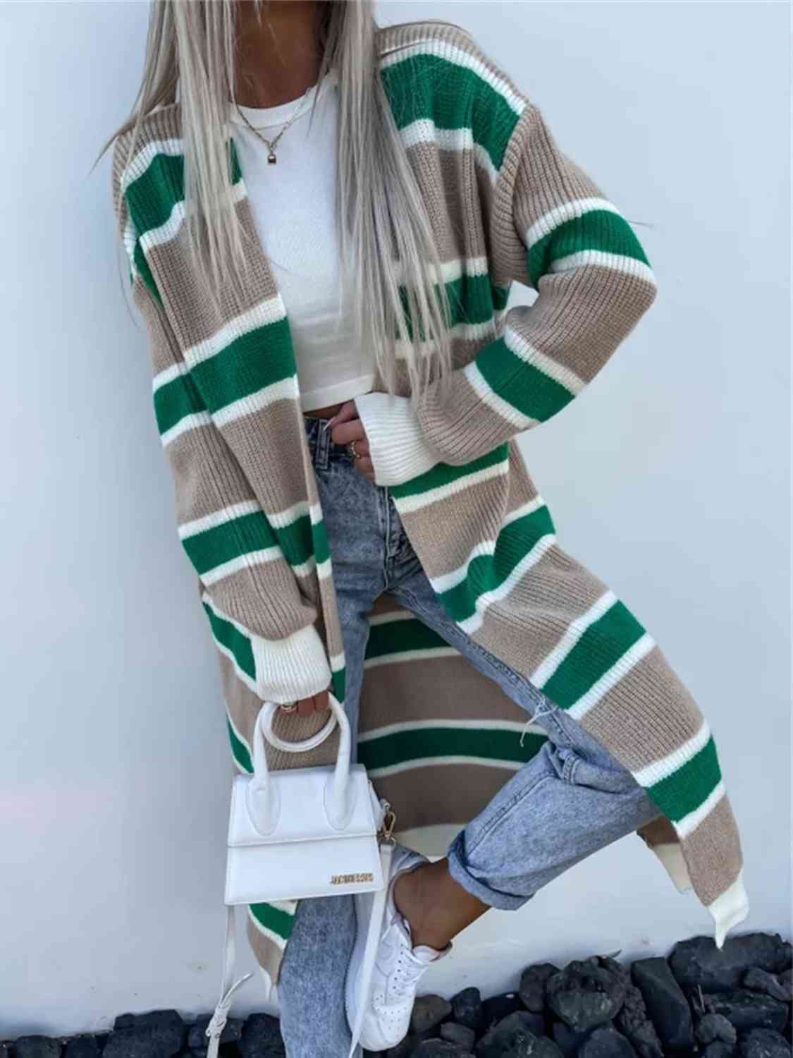 Kadie Striped Open Front Cardigan