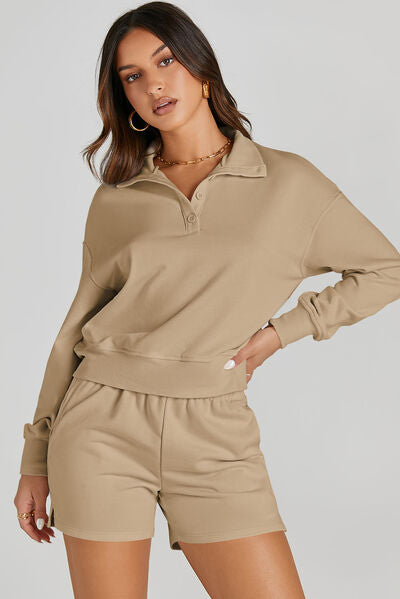 Helen Half Button Sweatshirt Set
